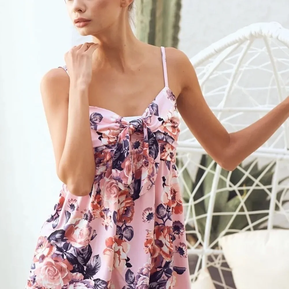 BiBi Floral Printed Jersey Knit with Tie Ribbon Front - Picture 9 of 12